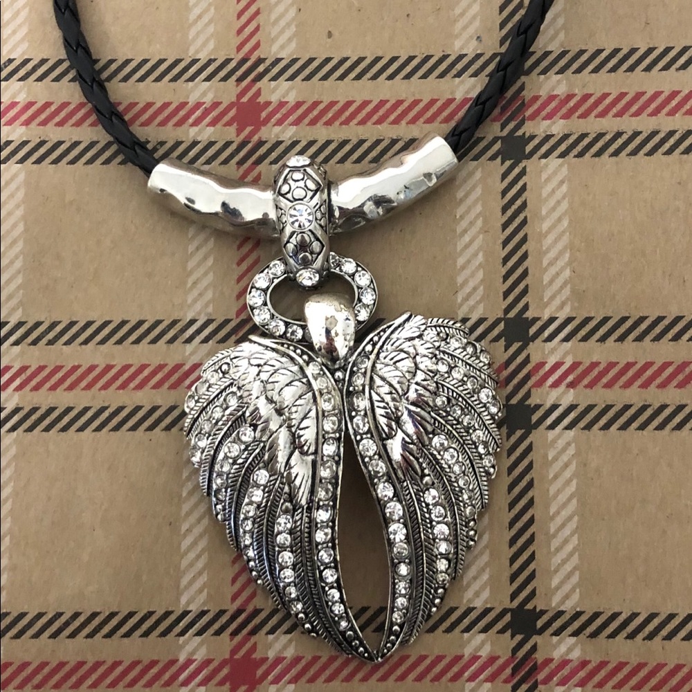 western silver angel wing necklace